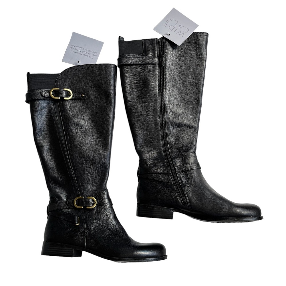 NWT naturalizer black leather wide calf tall boots